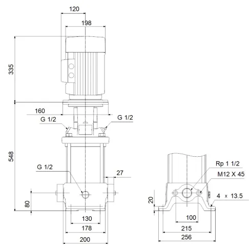 Многоступенчатый вертикальный насос Grundfos CR 10-8 A-A-A-E-HQQE 96501230
