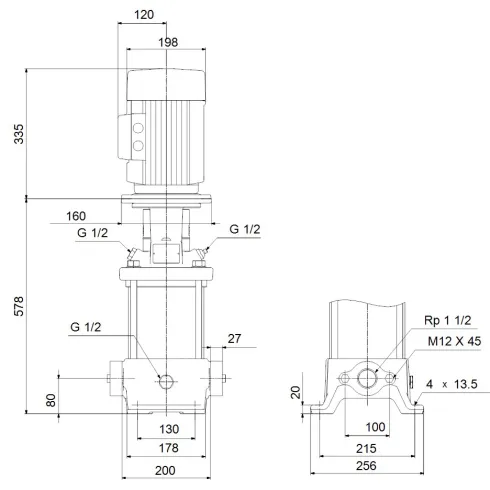 Многоступенчатый вертикальный насос Grundfos CR 10-9 A-A-A-E-HQQE 96501231
