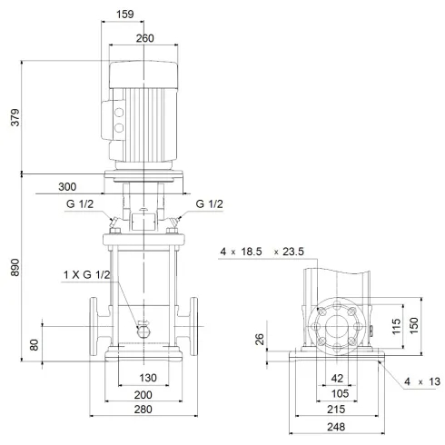 Многоступенчатый вертикальный насос Grundfos CRN 10-18 A-FGJ-A-E-HQQE 96501298