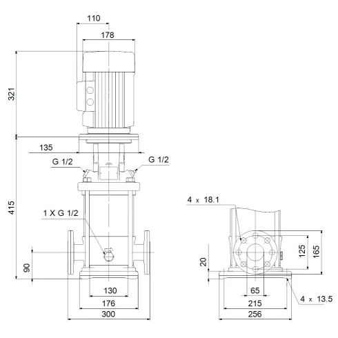 Многоступенчатый вертикальный насос Grundfos CR 15-2 A-F-A-E-HQQE 96501893
