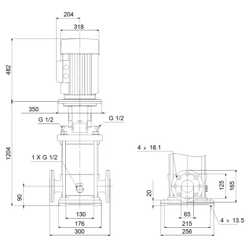 Многоступенчатый вертикальный насос Grundfos CR 15-17 A-F-A-V-HQQV 96501994