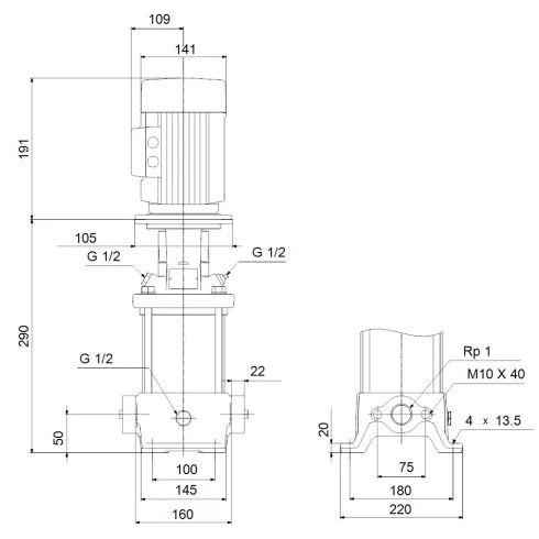 Многоступенчатый вертикальный насос Grundfos CR 3-5 A-A-A-E-HQQE 96509508