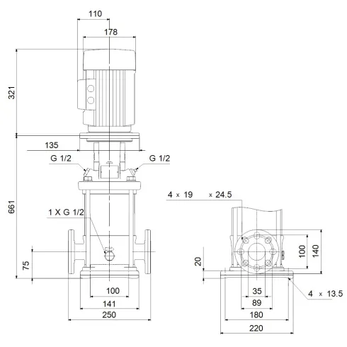 Многоступенчатый вертикальный насос Grundfos CR 3-23 A-FGJ-A-E-HQQE 96513346