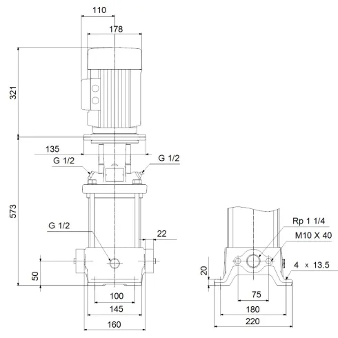 Многоступенчатый вертикальный насос Grundfos CR 5-13 A-A-A-E-HQQE 96513364