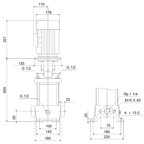 Многоступенчатый вертикальный насос Grundfos CR 5-16 A-A-A-E-HQQE 96513368