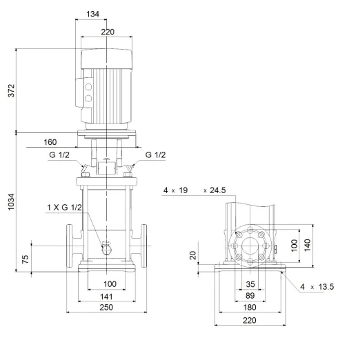 Многоступенчатый вертикальный насос Grundfos CR 5-29 A-FGJ-A-E-HQQE 96513392