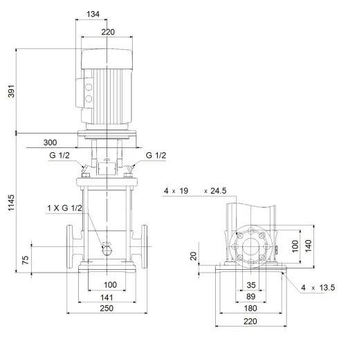 Многоступенчатый вертикальный насос Grundfos CR 5-32 A-FGJ-A-E-HQQE 96513393