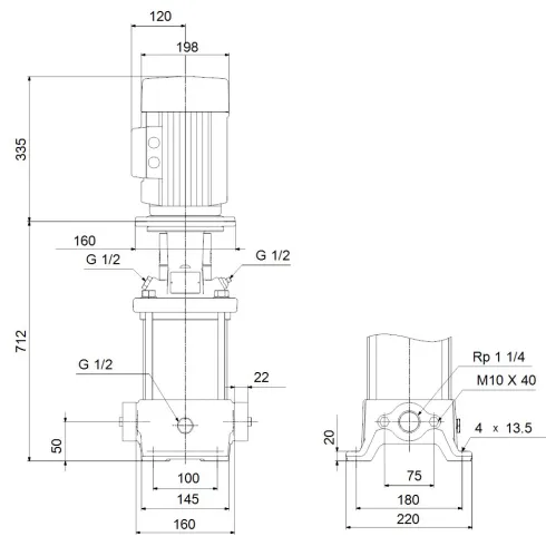 Многоступенчатый вертикальный насос Grundfos CR 5-18 A-A-A-V-HQQV 96513418