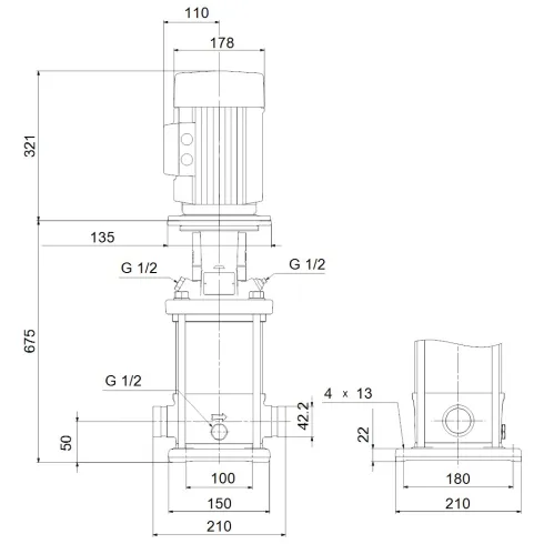 Многоступенчатый вертикальный насос Grundfos CRN 3-25 A-P-A-E-HQQE 96513458
