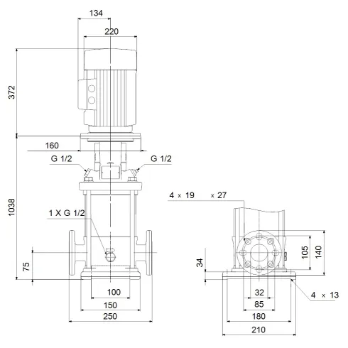 Многоступенчатый вертикальный насос Grundfos CRN 5-29 A-FGJ-A-V-HQQV 96514171