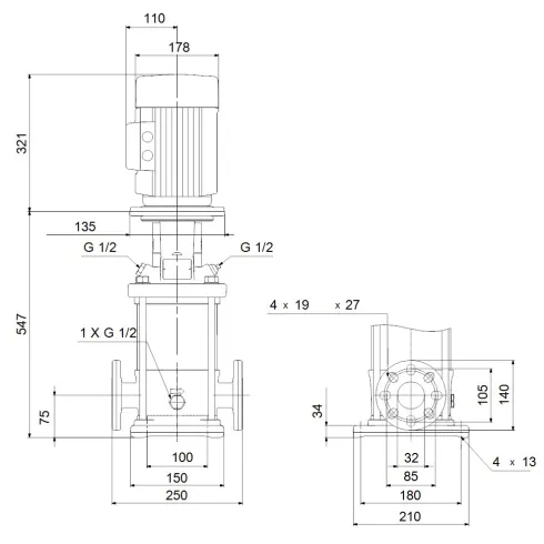 Многоступенчатый вертикальный насос Grundfos CRN 5-11 A-FGJ-A-E-HQQE 96514198