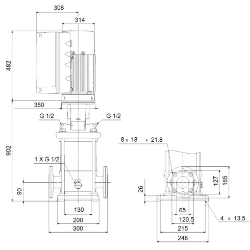 Многоступенчатый вертикальный насос Grundfos CRNE 15-10 N-FGJ-A-E-HQQE 96514607
