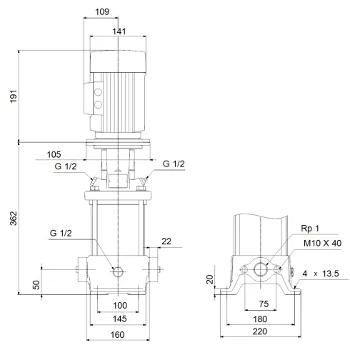 Многоступенчатый вертикальный насос Grundfos CR 1S-9 A-A-A-E-HQQE 96515558