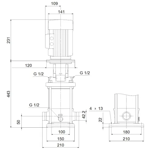 Многоступенчатый вертикальный насос Grundfos CRN 1-13 A-P-A-E-HQQE 96516493