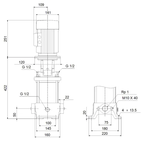 Многоступенчатый вертикальный насос Grundfos CR 3-12 A-A-A-E-HQQE 96516599