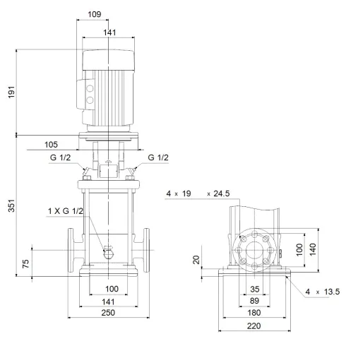 Многоступенчатый вертикальный насос Grundfos CR 3-7 A-FGJ-A-E-HQQE 96516654