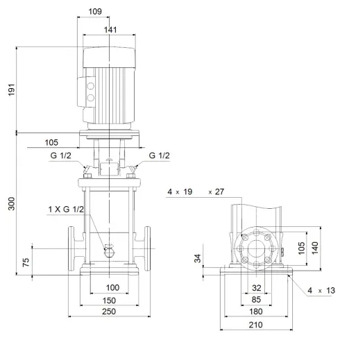 Многоступенчатый вертикальный насос Grundfos CRN 3-4 A-FGJ-A-E-HQQE 96516831