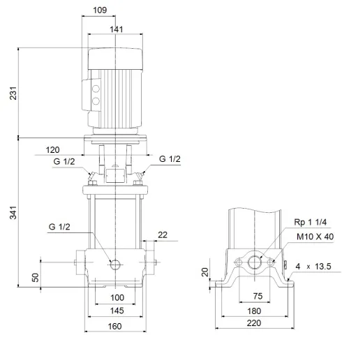 Многоступенчатый вертикальный насос Grundfos CR 5-5 A-A-A-E-HQQE 96516978