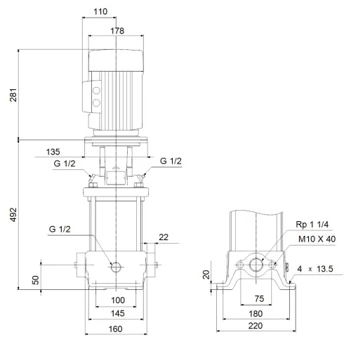 Многоступенчатый вертикальный насос Grundfos CR 5-10 A-A-A-E-HQQE 96516993