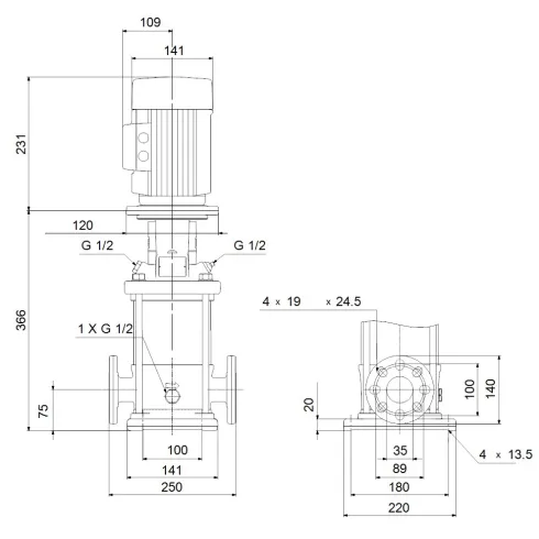 Многоступенчатый вертикальный насос Grundfos CR 5-5 A-FGJ-A-E-HQQE 96517040