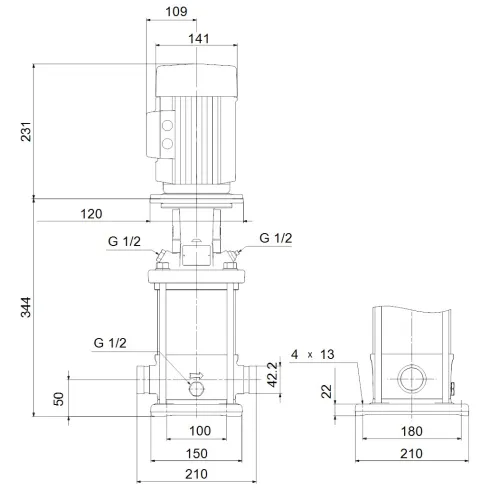 Многоступенчатый вертикальный насос Grundfos CRN 5-5 A-P-A-E-HQQE 96517242