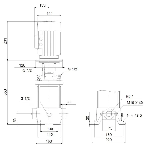 Многоступенчатый вертикальный насос Grundfos CR 1-8 A-A-A-E-HQQE 96529476