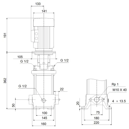 Многоступенчатый вертикальный насос Grundfos CR 1S-9 A-A-A-E-HQQE 96531710