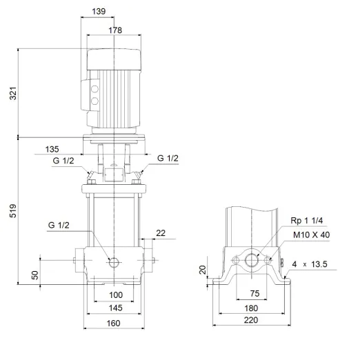 Многоступенчатый вертикальный насос Grundfos CR 5-11 A-A-A-E-HQQE 96533271