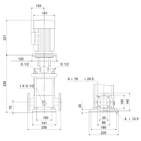 Многоступенчатый вертикальный насос Grundfos CR 3-6 A-FGJ-A-E-HQQE 96537577