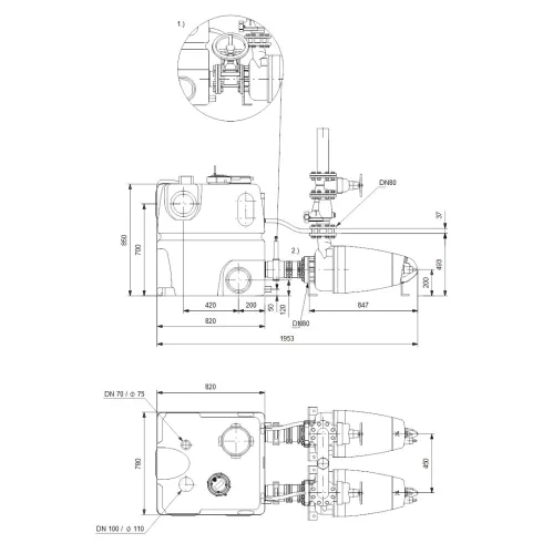 Канализационная насосная установка Grundfos MDV.80.80.110.2.51D/450.SE 96746286