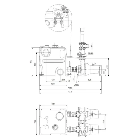 Канализационная насосная установка Grundfos MDV.80.80.60.2.51D/450.SL 97577838
