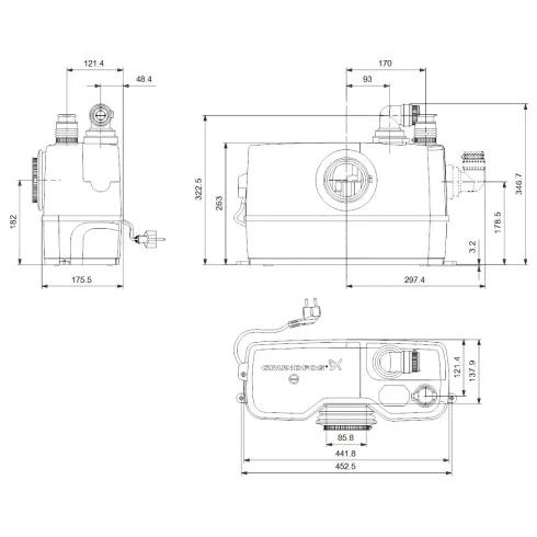 Канализационная насосная установка Grundfos SOLOLIFT2 WC-1 620 Вт 97775314