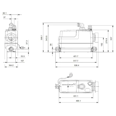 Канализационная насосная установка Grundfos SOLOLIFT2 CWC-3620 Вт 97775316