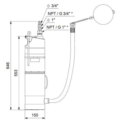 Погружной колодезный насос Grundfos SBA 3-45 AW 97896312