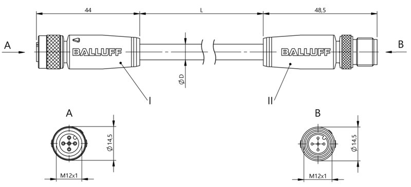 Соединительный кабель Balluff BCC M415-M415-3A-315-PS0534-070
