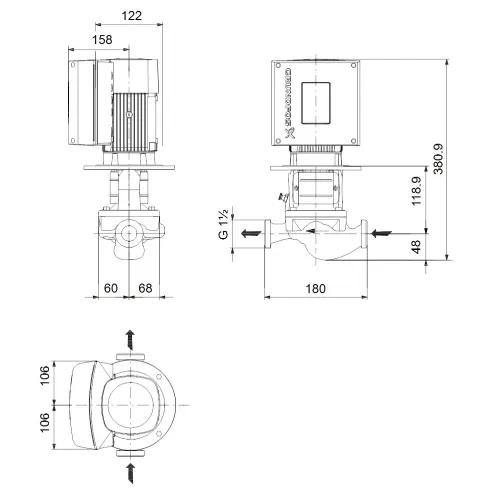 Центробежный насос 0,37 квт Grundfos TPE 25-90/2 A-O-A-BQQE-DA1 98076621