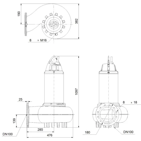 Канализационный насос Grundfos SE1.75.100.150.2.52S.H.N.51D 98174802