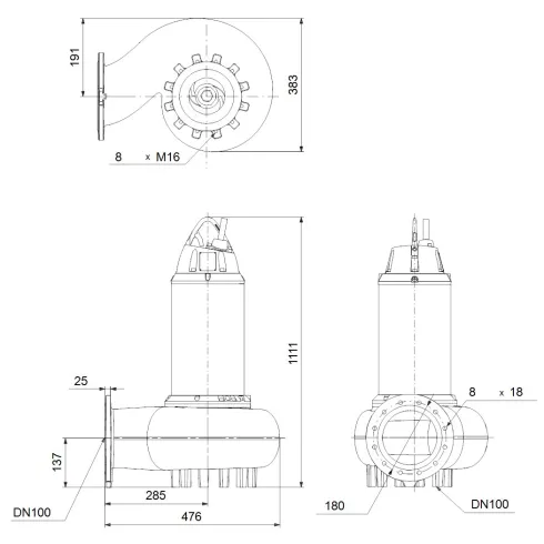 Канализационный насос Grundfos SE1.80.100.240.2.52S.C.N.51D 98179779