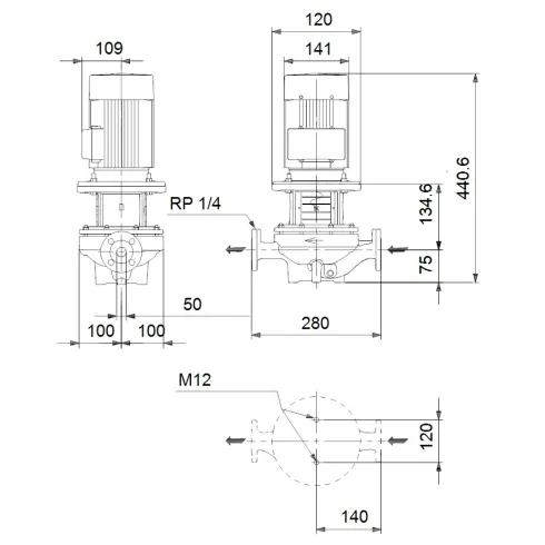 Центробежный насос 0,75 квт Grundfos TP 50-120/2 A-F-A-BQQE-FX1 98279255