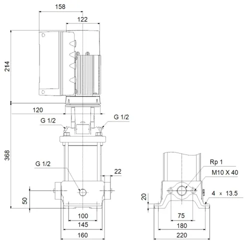 Многоступенчатый вертикальный насос Grundfos CRE 1-9 A-A-A-E-HQQE 98389280