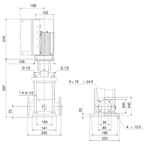 Многоступенчатый вертикальный насос Grundfos CRE 1-4 A-FGJ-A-E-HQQE 98389291