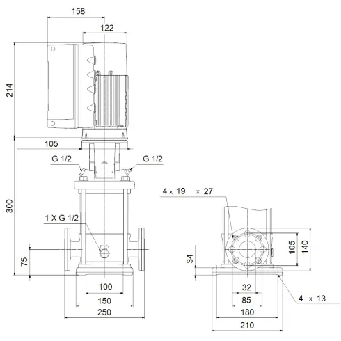 Многоступенчатый вертикальный насос Grundfos CRNE 1-4 A-FGJ-A-E-HQQE 98389459