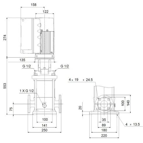 Многоступенчатый вертикальный насос Grundfos CRE 3-17 A-FGJ-A-E-HQQE 98389699