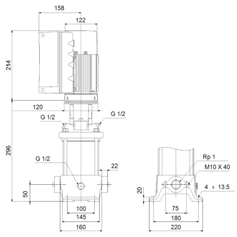 Многоступенчатый вертикальный насос Grundfos CRE 3-5 N-A-A-E-HQQE 98389707