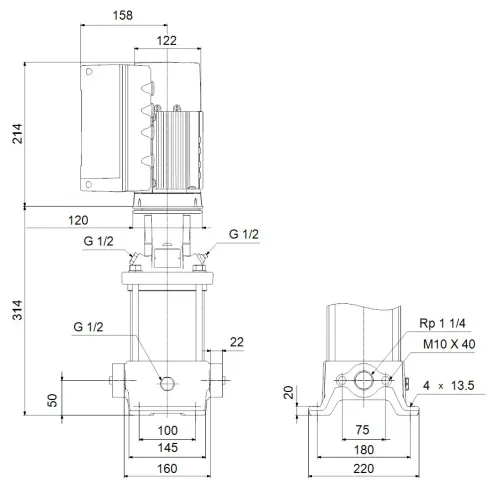 Многоступенчатый вертикальный насос Grundfos CRE 5-4 A-A-A-E-HQQE 98390009