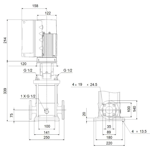 Многоступенчатый вертикальный насос Grundfos CRE 5-4 A-FGJ-A-E-HQQE 98390022