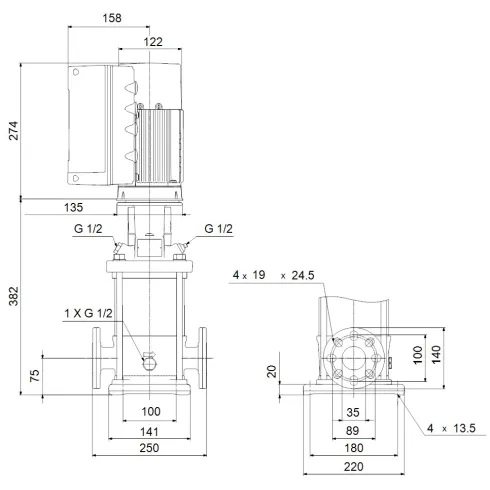 Многоступенчатый вертикальный насос Grundfos CRE 5-5 N-FGJ-A-E-HQQE 98390045