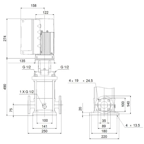 Многоступенчатый вертикальный насос Grundfos CRE 5-9 N-FGJ-A-E-HQQE 98390046