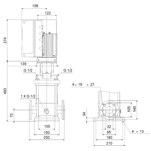 Многоступенчатый вертикальный насос Grundfos CRNE 5-9 N-FGJ-A-E-HQQE 98390195