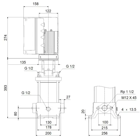 Многоступенчатый вертикальный насос Grundfos CRE 10-3 N-A-A-E-HQQE 98390274